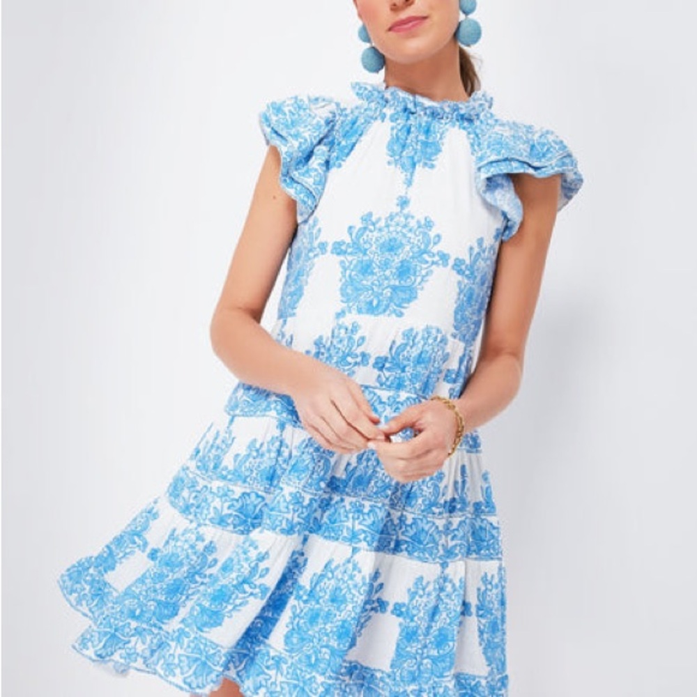 Painted Block Print Ruffle Mini Dress